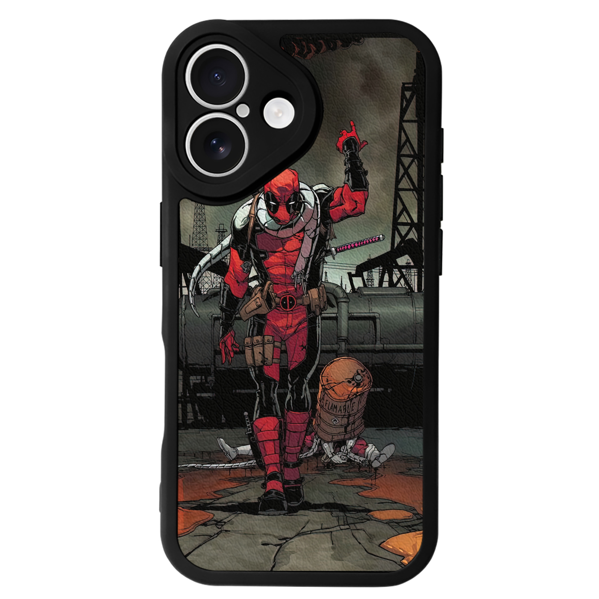 （画像用） Deadpool デッドプール 【iPhone 16シリーズ対応】シリコンスマホケース（レザー調） 材質：シリコン